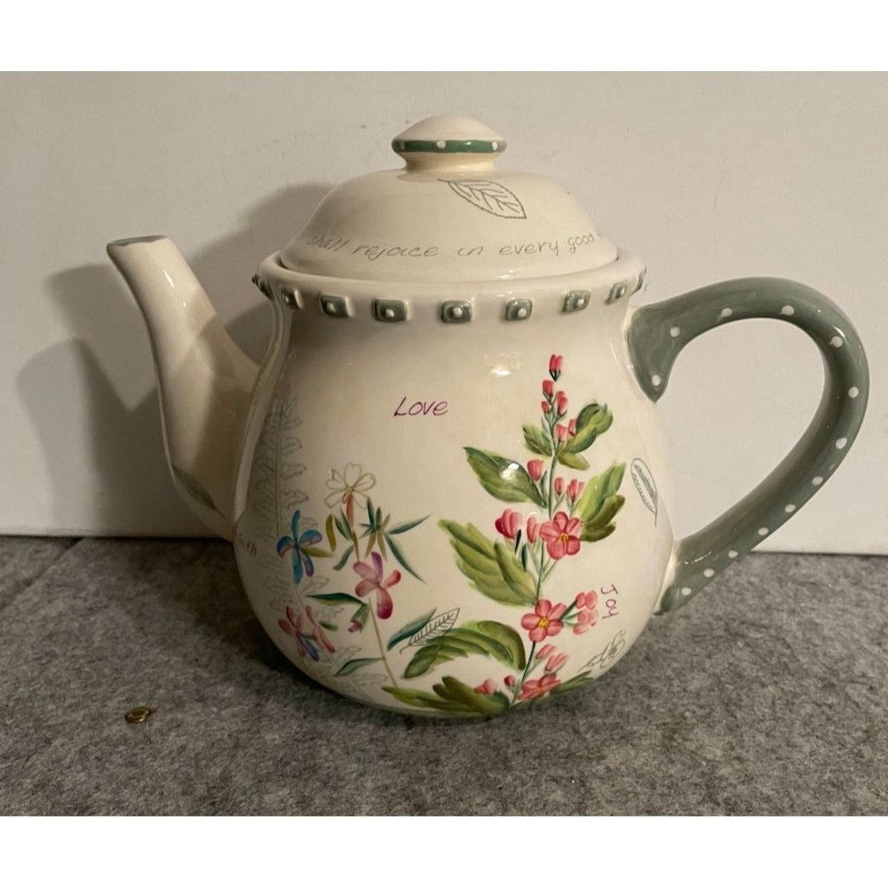 Dolomite Tea Pot Floral Design  7 inch  #1179